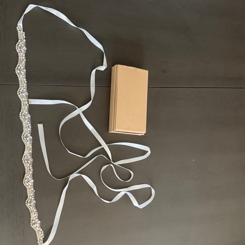 Elegant White Beaded Sash